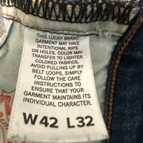 Lucky Brand Pants Mens 42x32 Blue Denim Jeans Straight Leg Stretch Casual - Picture 11 of 11